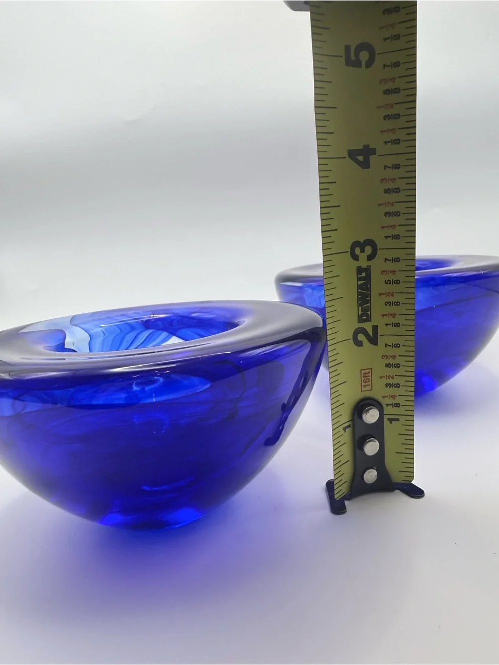 Pair Kosta Boda Atoll Cobalt Blue Glass Votive Holders Anna Ehrner Sweden 69727